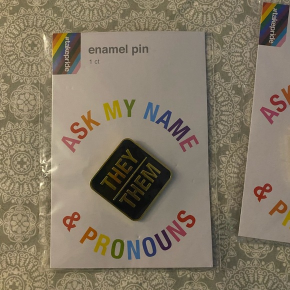 Pride two pins ask my name pronoun they them pins lot -New - Picture 5 of 6
